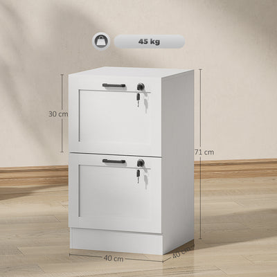 HOMCOM 2-Drawer Filing Cabinet with Lock - White 