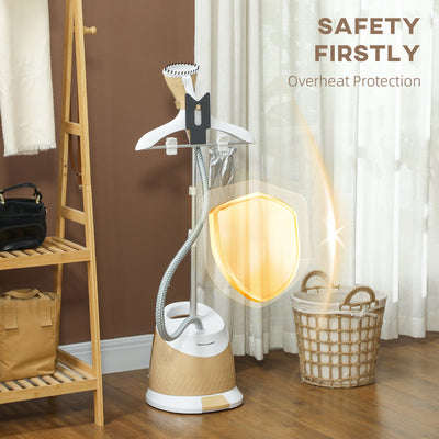 HOMCOM 1800W Standing Clothes Steamer, with Accessories - Grey 