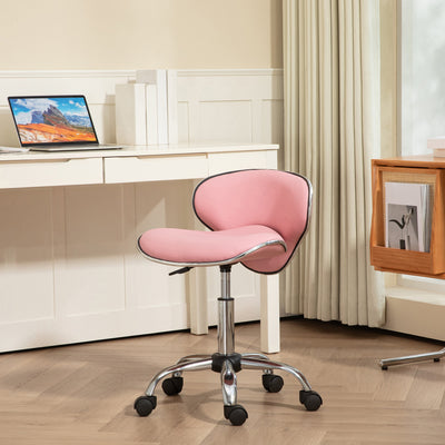 HOMCOM Adjustable Rolling Swivel Beauty Salon Chair, Stool for Spa, Pink 