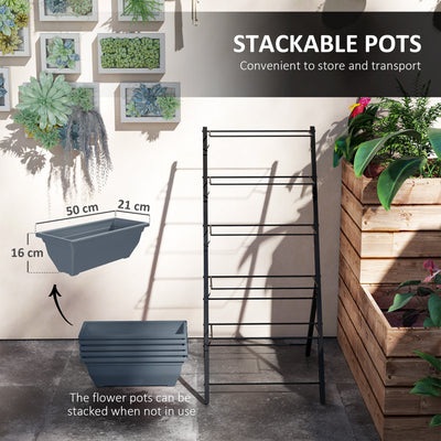 Outsunny 5-Tier Raised Garden Bed, Vertical Ladder Plant Stand with 5 Removable Boxes, Drainage Holes and Plugs, Indoor Outdoor Elevated Flower Herb Growing Box for Garden Patio Balcony, Grey 