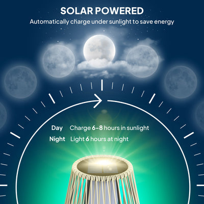 Outsunny Garden Rattan Lamp, 72 cm Tall Solar Rattan Floor Lamp, Solar Garden Light with Auto On/Off LED, IP44 for Outdoor, Porch, Pathway, Terrace, Grey 