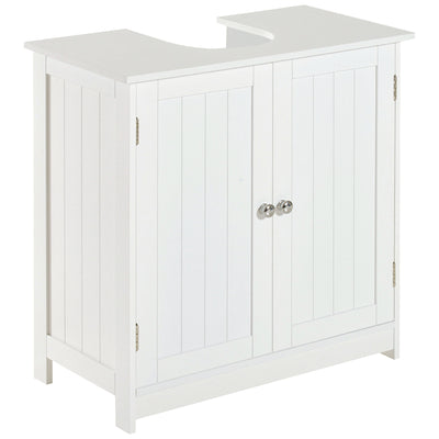HOMCOM Under Sink Bathroom Storage Cabinet 2 Layers Vanity Unit Wooden - White 