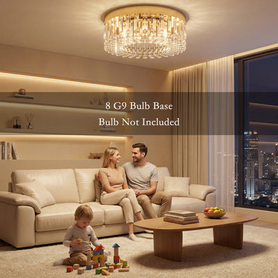 HOMCOM Crystal Chandeliers with 225 Crystal Pendants, 8-Light Ceiling Light for Living Room, Bedroom Dining Room, Gold Tone 