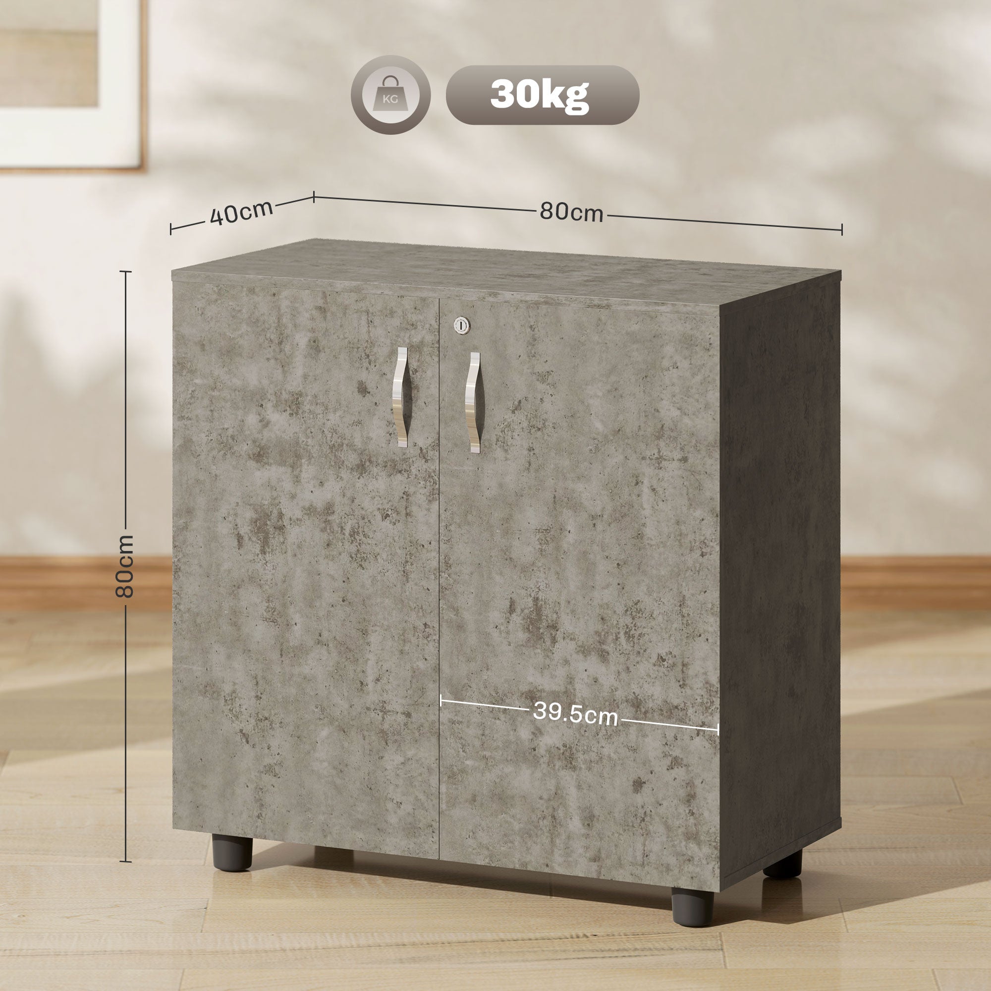 Vinsetto Two-Tier Locking Office Storage Cabinet - Grey 
