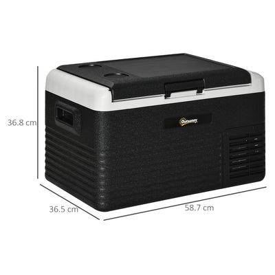 Outsunny 30L Car Refrigerator, Portable Compressor Car Fridge Freezer, Electric Cooler Box with 12/24V DC and 110-240V AC for Camping, Driving, Picnic, Down to -20\'e2\'84\'83 