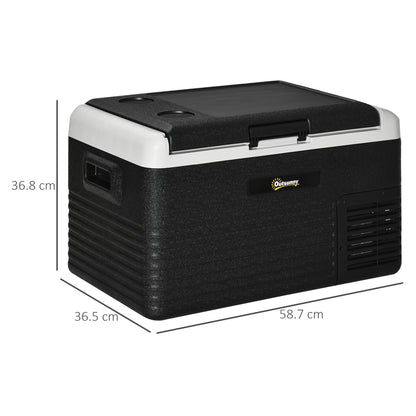 Outsunny 30L Car Refrigerator, Portable Compressor Car Fridge Freezer, Electric Cooler Box with 12/24V DC and 110-240V AC for Camping, Driving, Picnic, Down to -20\'e2\'84\'83