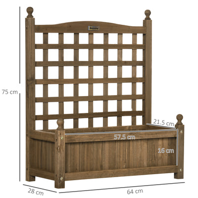 Outsunny Garden Planters with Trellis for Climbing Vines, Wood Raised Beds for Garden, Flower Pot, Indoor Outdoor, Brown 