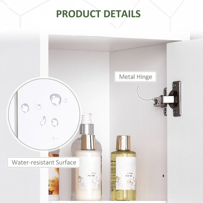 HOMCOM Bathroom Floor Storage Cabinet Slim Tallboy w/ Door Cupboard & Shelves For Living Room, Bedroom, Hallway White 