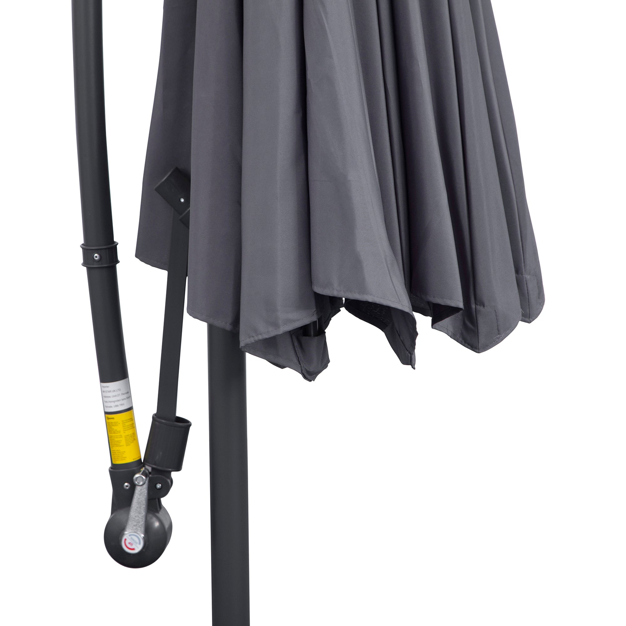 Outsunny 3(m) Garden Parasol Sun Shade Patio Banana Hanging Umbrella Cantilever with Crank Handle and Cross Base Grey 