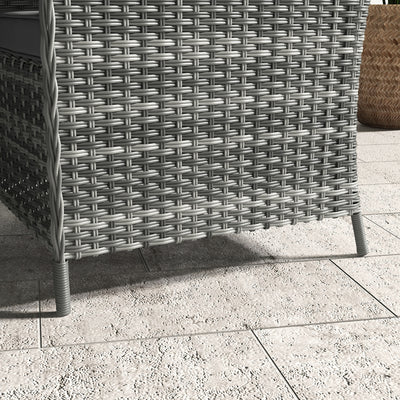 Outsunny 4 Seater Rattan Dining Set with Parasol & Cushions - Mixed Grey 