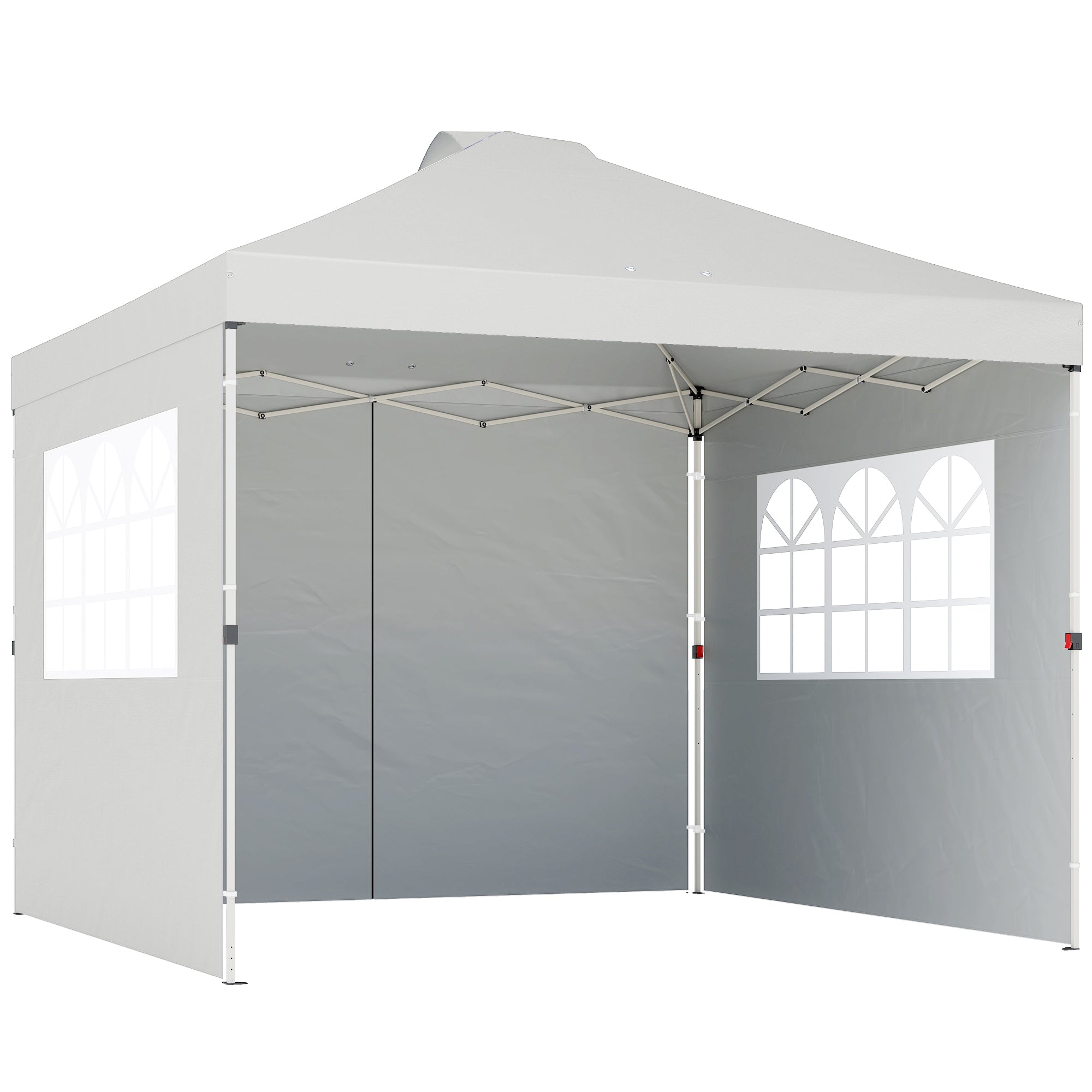 Outsunny Pop Up Gazebo Waterproof Height Adjustable Canopy with 3 Sidewalls Wheeled Bag for Parties 3 x 3 m White 