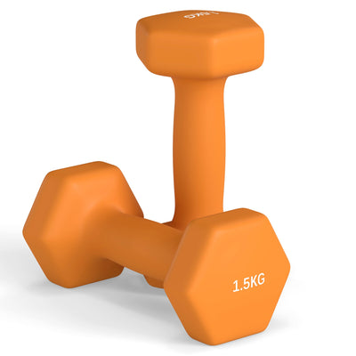 SPORTNOW 2 x 1.5kg Hexagonal Dumbbells Weights Set with Non-Slip Grip for Home Gym Workout, Orange 