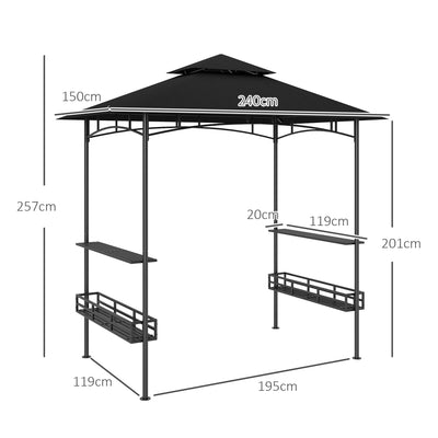 Outsunny 150 x 240cm BBQ Grill Gazebo, with Shelves - Grey 