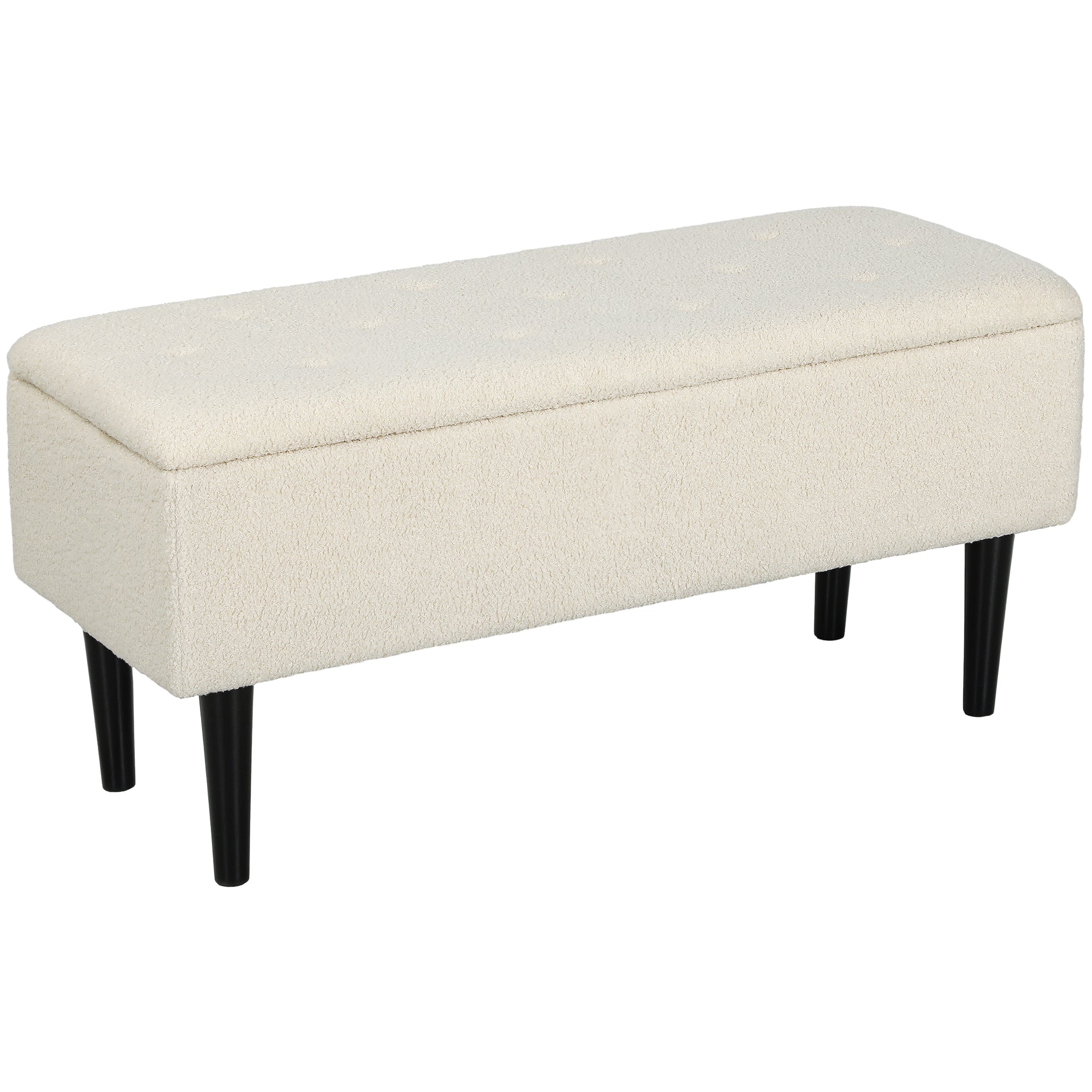 HOMCOM 47L Teddy Fleece Storage Ottoman - Cream 