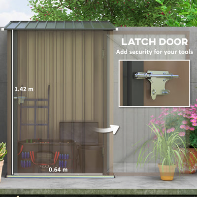 Outsunny 3.3 x 3.4ft Lean To Steel Garden Shed, with Locking Door - Brown/Grey 