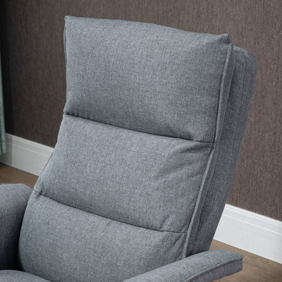 HOMCOM Swivel Recliner Chair and Footstool, Upholstered Massage Recliner Armchair with Remote Control, Timer and Steel Base, Grey 