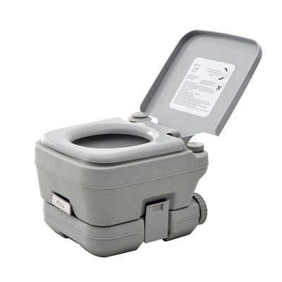 HOMCOM 10L Portable Travel Toilet Outdoor Camping Picnic with 2 Detachable Tanks & Push-button Operation, Grey 