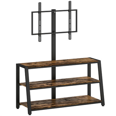 HOMCOM Industrial-Style TV Stand, with 35° Swivel Bracket - Dark Brown 