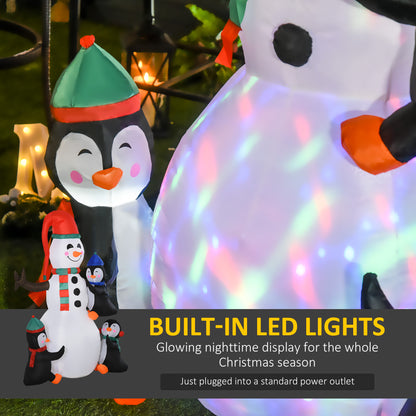 HOMCOM 6ft Inflatable Christmas Snowman with Three Penguins LED Xmas Décor Holiday Outdoor Yard Decoration 