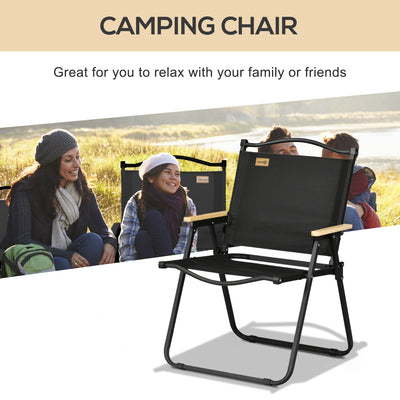 Outsunny Camping Chair for Adults, Lightweight Folding Chair, Portable Chair for Camping, Fishing, Beach and Outdoor Travel, Black 