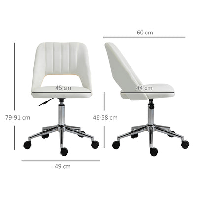 Vinsetto Armless Velvet-Feel Office Chair - Cream White 