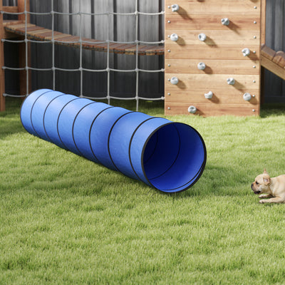 PawHut Dog Tunnel, 300 x 50 cm, Foldable Play Tunnel with 4 Pegs and Bag, Tear-Resistant Outdoor Dog Agility Equipment, Blue 