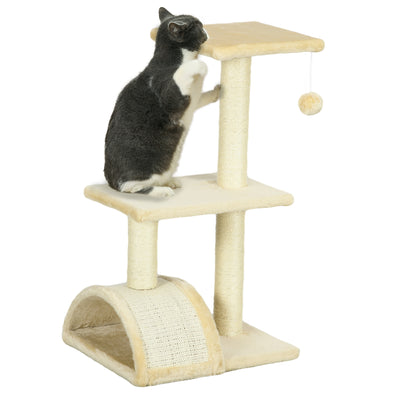 PawHut 72cm Cat Tree with Scratching Post, Pad for Indoor Cats - Cream White 