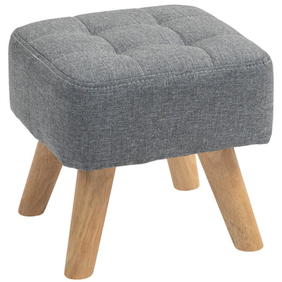 HOMCOM Linen-Look Square Padded Footstool - Grey 