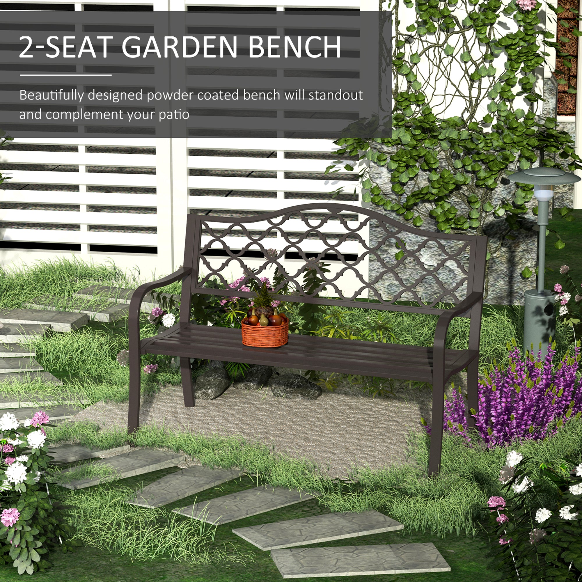 Outsunny Antique Style Outdoor Cast Iron Front Porch Bench Path Chair Seat Outdoor