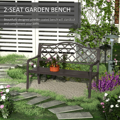 Outsunny Antique Style Outdoor Cast Iron Front Porch Bench Path Chair Seat Outdoor 