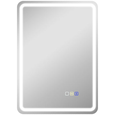 HOMCOM 50 x 70 cm Bluetooth LED Bathroom Mirror with Anti-Fog - Silver Tone 