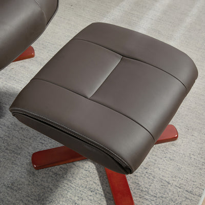 HOMCOM Faux Leather Manual Recliner and Footstool Set - Brown 