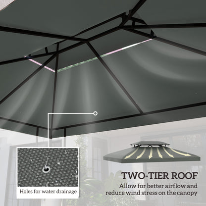 Outsunny Gazebo Roof Replacement, for 3 x 4m Frames - Grey 
