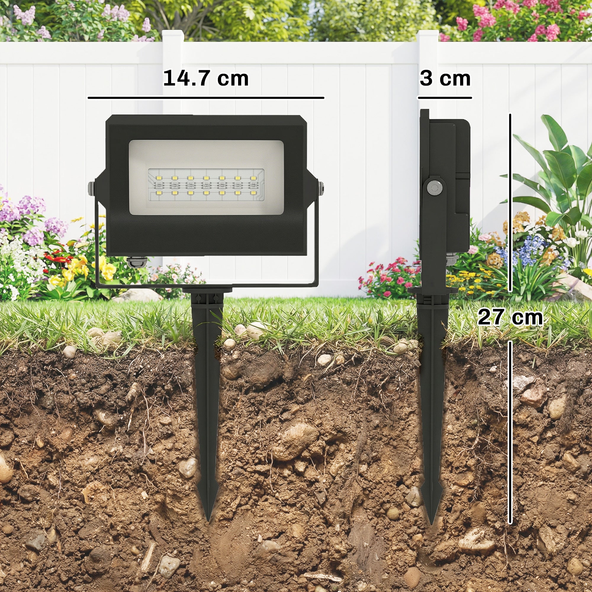 Outsunny 32W LED Floodlights, Linkable 4-Pack Landscape Lighting with Remote Control, RGB Colour Changing, UK Plug, Black 