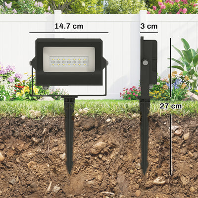 Outsunny 32W LED Floodlights, Linkable 4-Pack Landscape Lighting with Remote Control, RGB Colour Changing, UK Plug, Black 