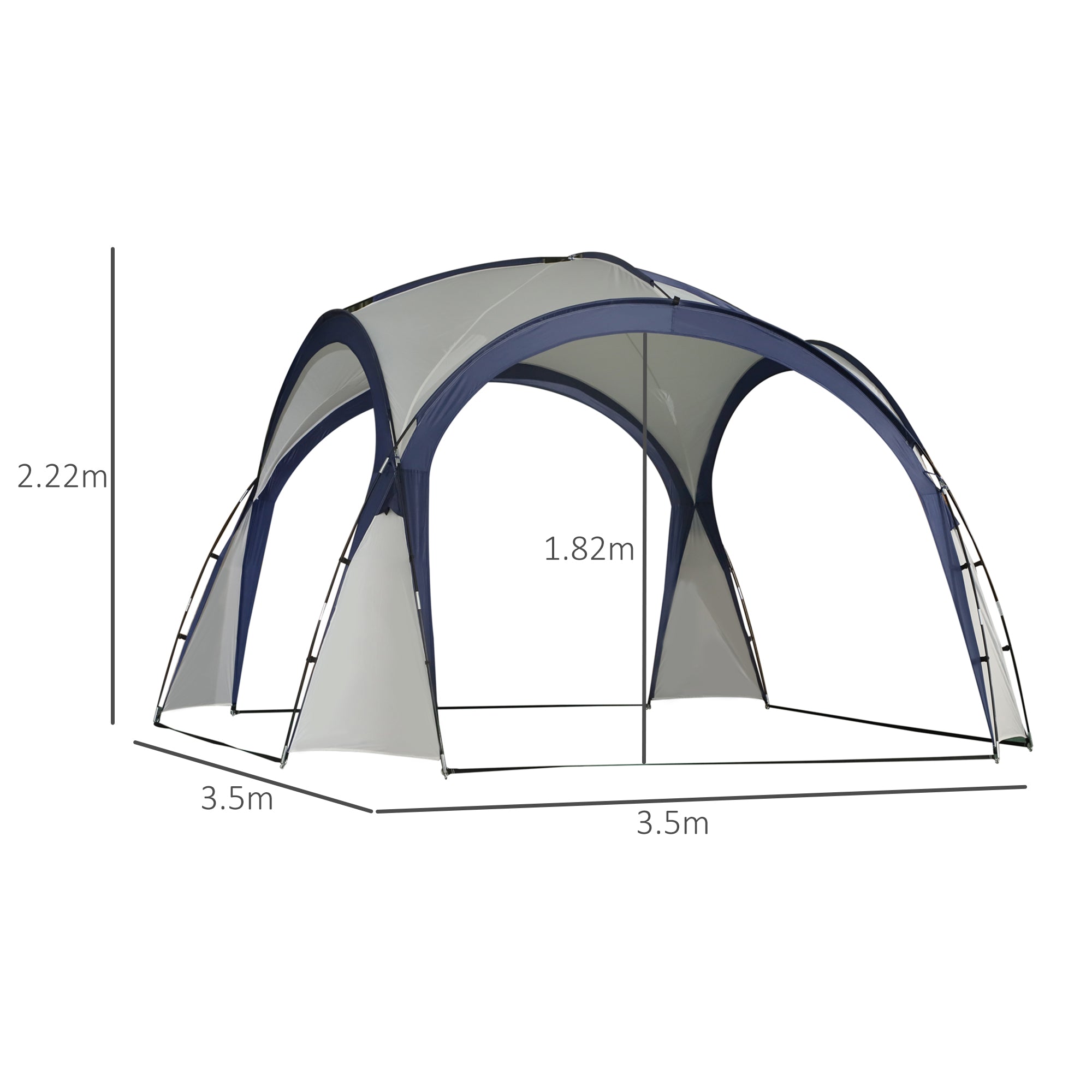 Outsunny Gazebo Party Tent, 3.5x3.5m-Cream/Blue 
