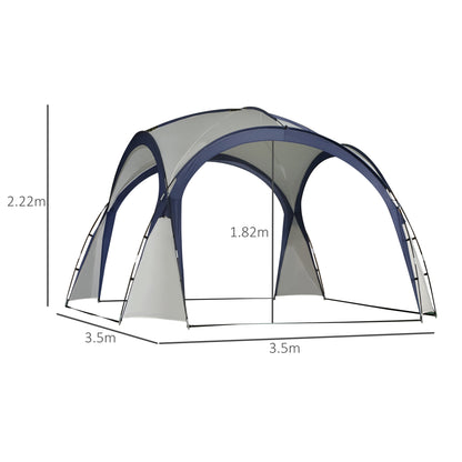 Outsunny Gazebo Party Tent, 3.5x3.5m-Cream/Blue 