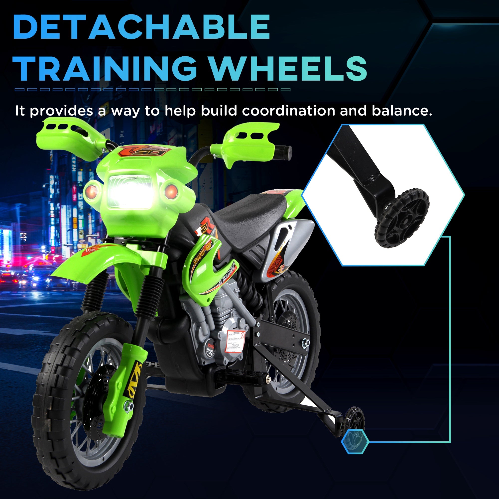 HOMCOM 6V Kids Child Electric Motorbike Ride on Motorcycle Scooter Children Toy Gift for 3-6 Years (Green) 