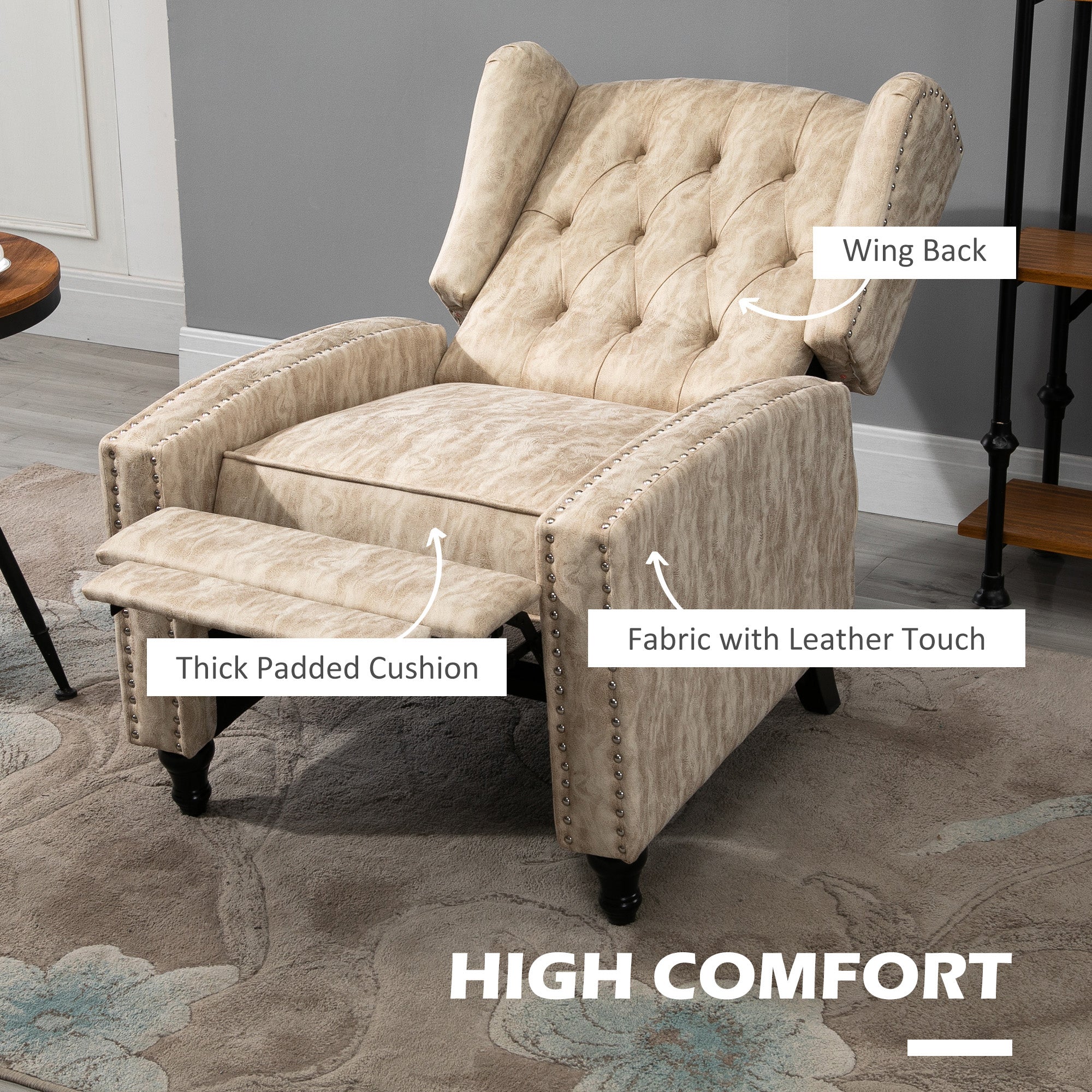HOMCOM Chesterfield-Style Reclining Armchair - Beige 
