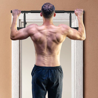 SPORTNOW Pull-Up Bar Doorway with Resistance Bands, No Drilling Chin-Up Bar Push Up Stand with Padded Handles for Home Gym Exercise 