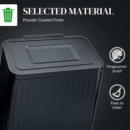 HOMCOM 40L Dual Compartment Rubbish Bin, with Soft-Close Lid - Black 