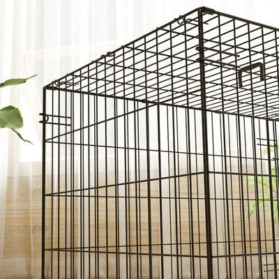PawHut Foldable Dog Crate with 2 Doors with Tray, Soft Cushion, for Small Dogs, 76 x 53 x 60, Black 