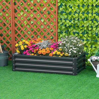 Outsunny Raised Beds for Garden, Galvanized Outdoor Planters, for Herbs and Vegetables, Use for Patio, Backyard, Balcony, Grey 