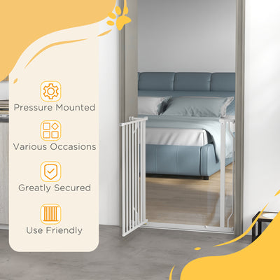 PawHut Extra Wide Dog Safety Gate, with Door Pressure, for Doorways, Hallways, Staircases - White 