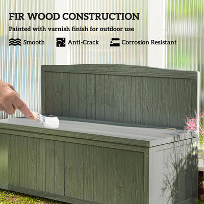 Outsunny Wood Storage Bench for Patio Furniture, Outdoor Garden Seating Tools, Grey 
