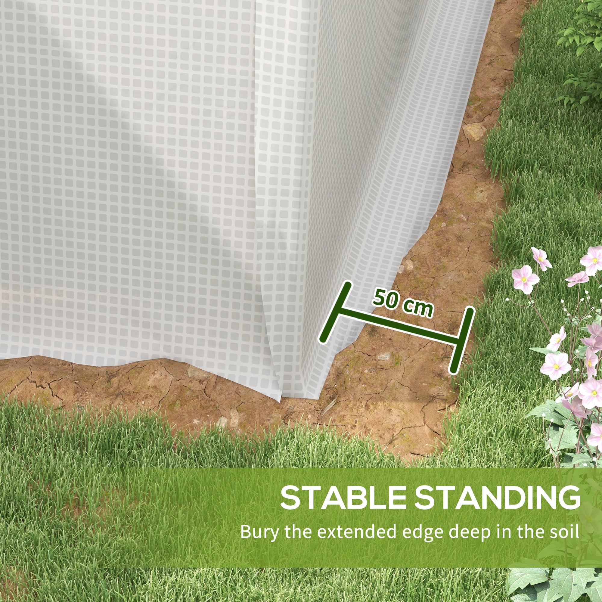 Outsunny Polytunnel Greenhouse Walk-in Grow House with UV-resistant PE Cover, Door, Galvanised Steel Frame, 4 x 3 x 2m, White 
