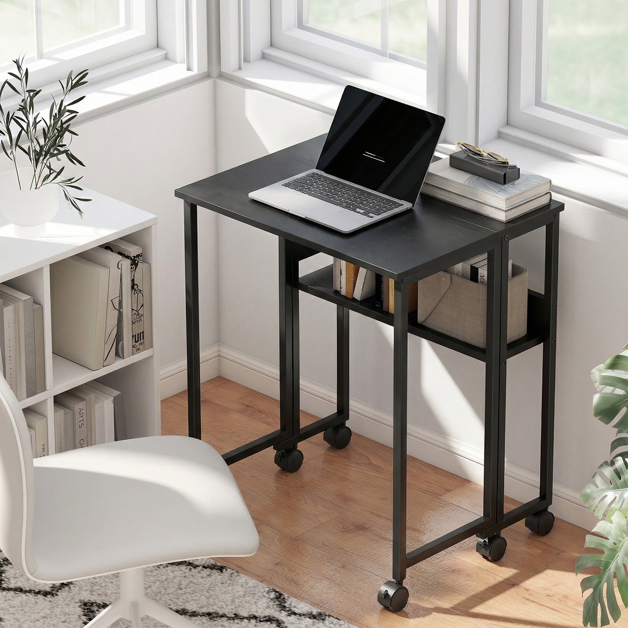 HOMCOM 63 cm Drop Leaf Writing Work Desk - Black 