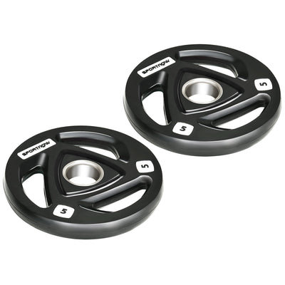 SPORTNOW 2 x 5kg Weight Plates, Tri-Grip Rubber Coated Barbell Weights Set w/ 2" 5cm Holes, for Home, Gym, Lifting and Strength Training 
