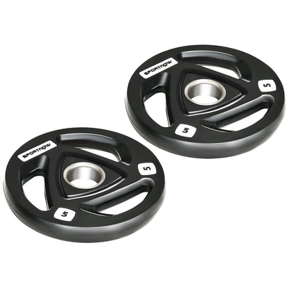 SPORTNOW 2 x 5kg Weight Plates, Tri-Grip Rubber Coated Barbell Weights Set w/ 2" 5cm Holes, for Home, Gym, Lifting and Strength Training 