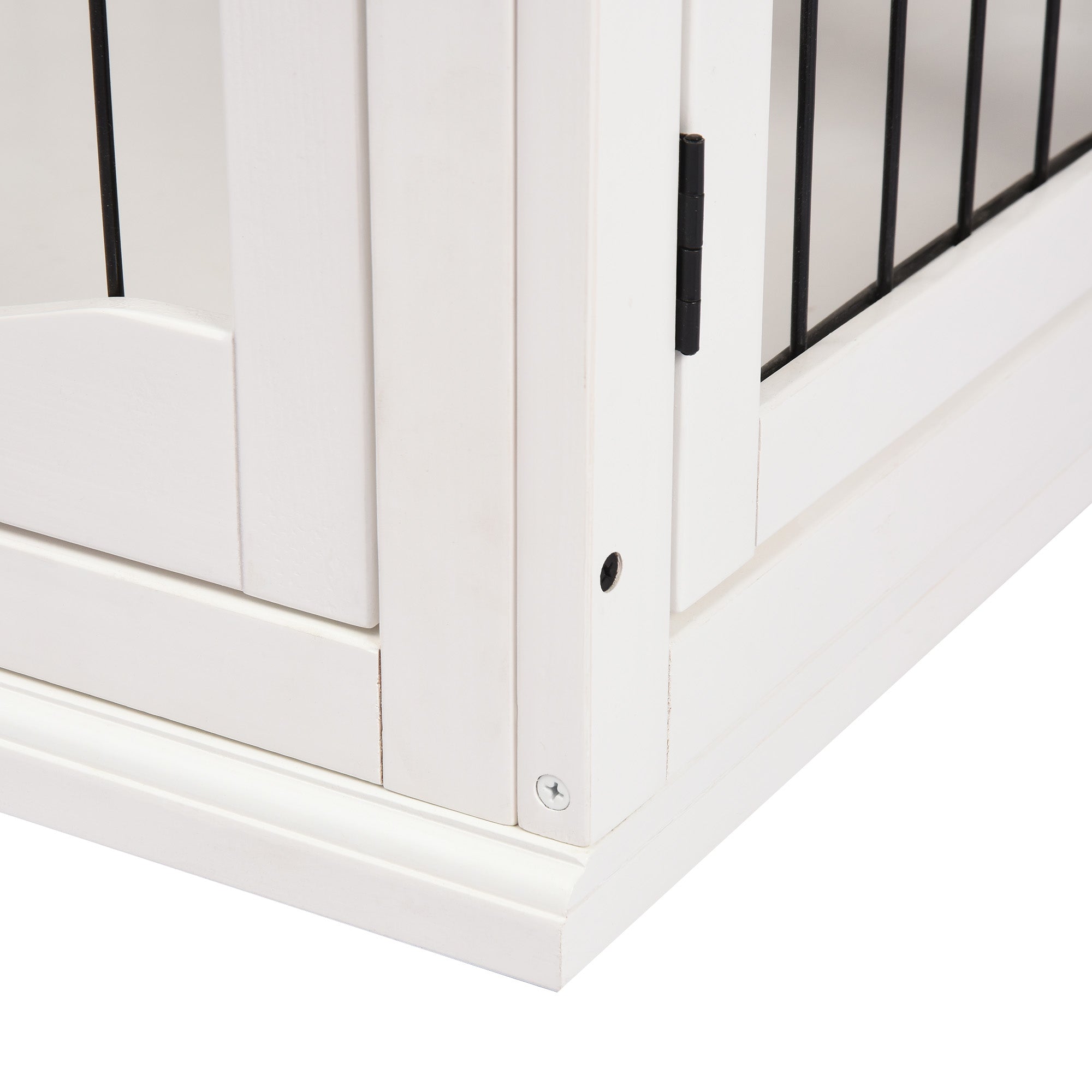 PawHut Dog Crate Furniture, Puppy Crate End Table, Pet Kennel House with 2 Doors for Medium and Small Dogs, 81 x 58.5 x 66 cm, White 